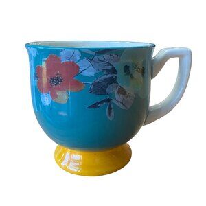 The Pioneer Woman Coffee Tea Mug Cup Teal Green Blue Floral